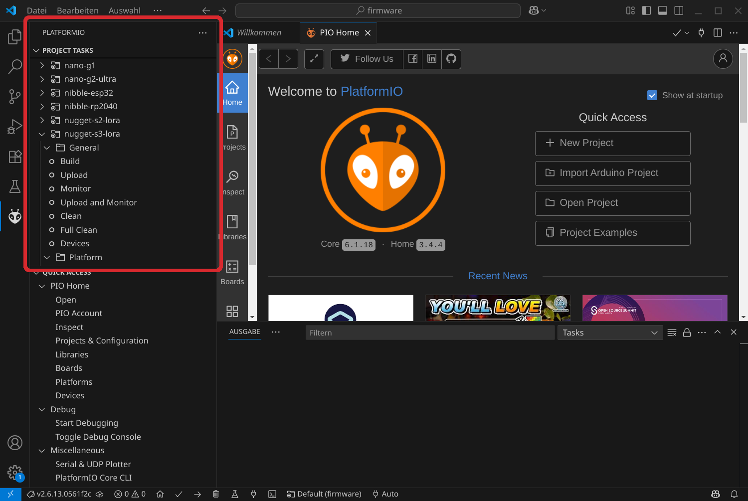 Geräteauswahl in der Project Tasks Liste